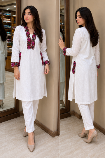 v shape Embroidered shirt