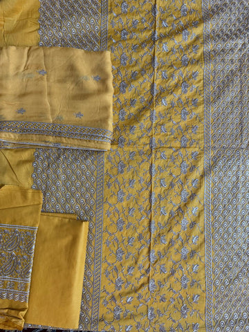 Three piece embroidered cotton
